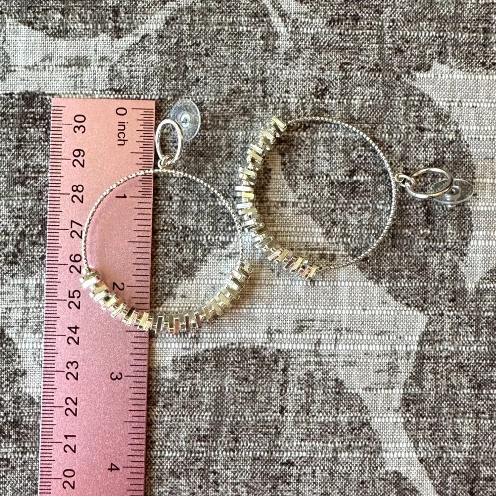 Silver-Tone Hoop Earrings By Park Lane Jewelry "Echo" Dangling Beaded Detail - Picture 3 of 7